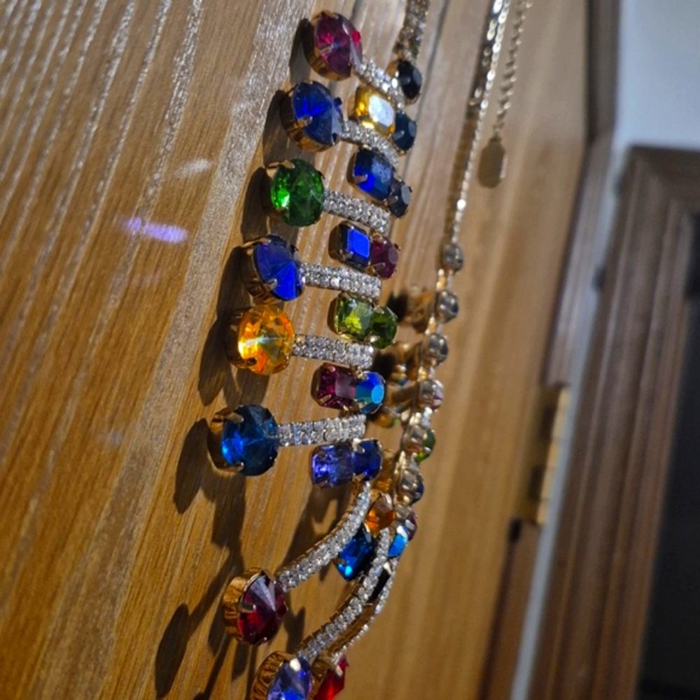 Natasha GLAMOUR Necklace Rare Find Blingy Shimmery Colorful - Picture 6 of 13